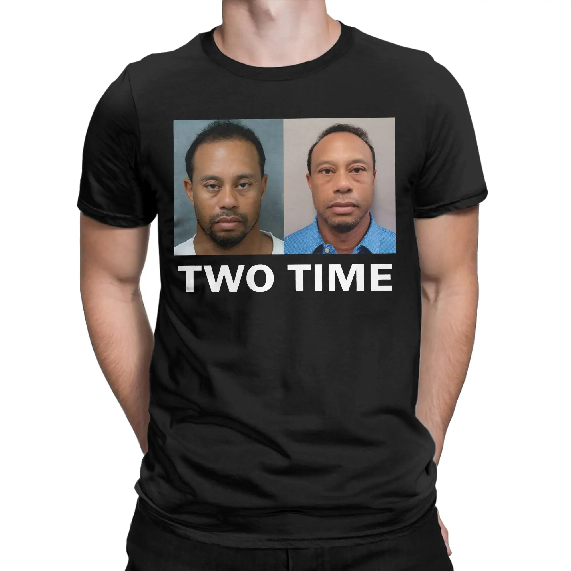 Tiger Woods  Cotton T-Shirt For Men Summer Mugshot Two Time Aesthetic T Shirts Leisure Tee Shirt Oversized Custom DIY Clothes