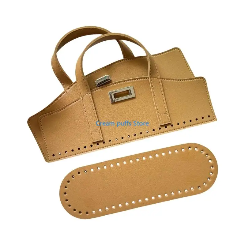 50LE Stylish DIY Craft Straw Handbag with Double Handles And Base PU Accessory