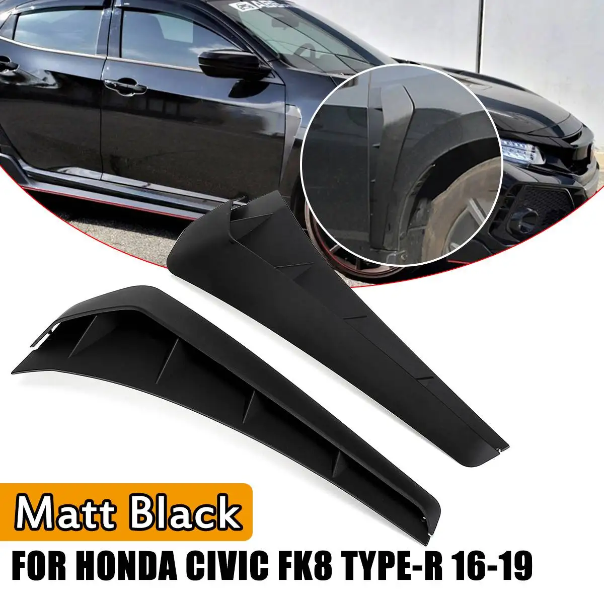 

2Pcs FK8 Type V2 Style ABS 3D Sticker For Fender Vent Air Wing Cover Trim For Honda For Civic 10th 2016 2017 2018