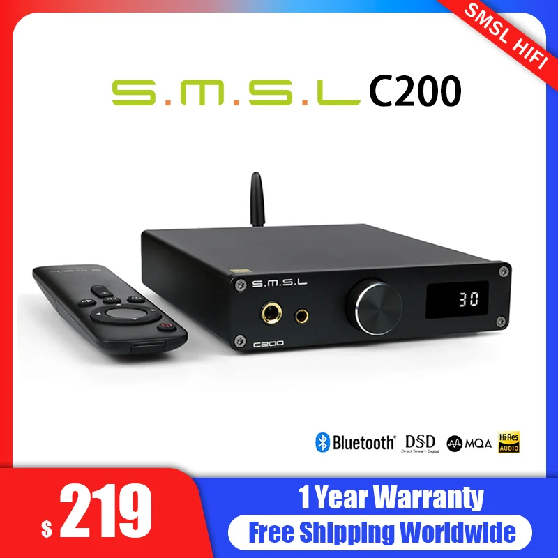 

SMSL C200 наушники Amp DAC ES9038Q2M OPA1612A * 4 LDAC Bluetooth5.0 сбалансированный 4,4 мм 6,35 мм выход DSD512 24 бит/96 кГц для PS4 PS5