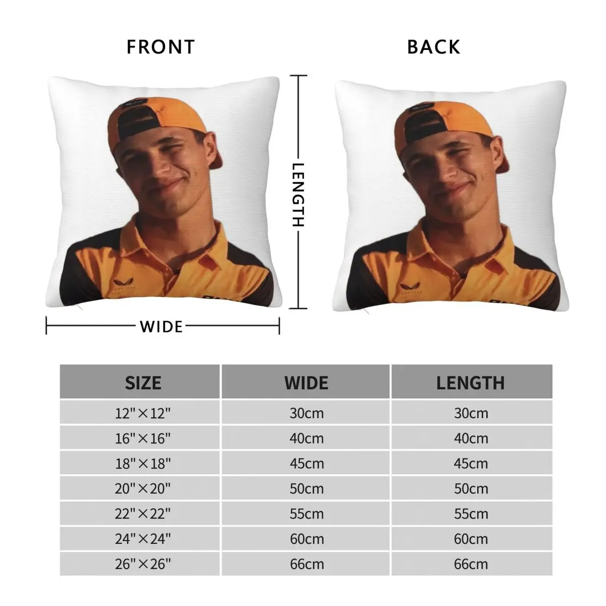 Lando Norris Racing Driver Square Pillowcase Polyester Linen Velvet Creative Zip Decor Pillow Case Bed Cushion Case 45x45