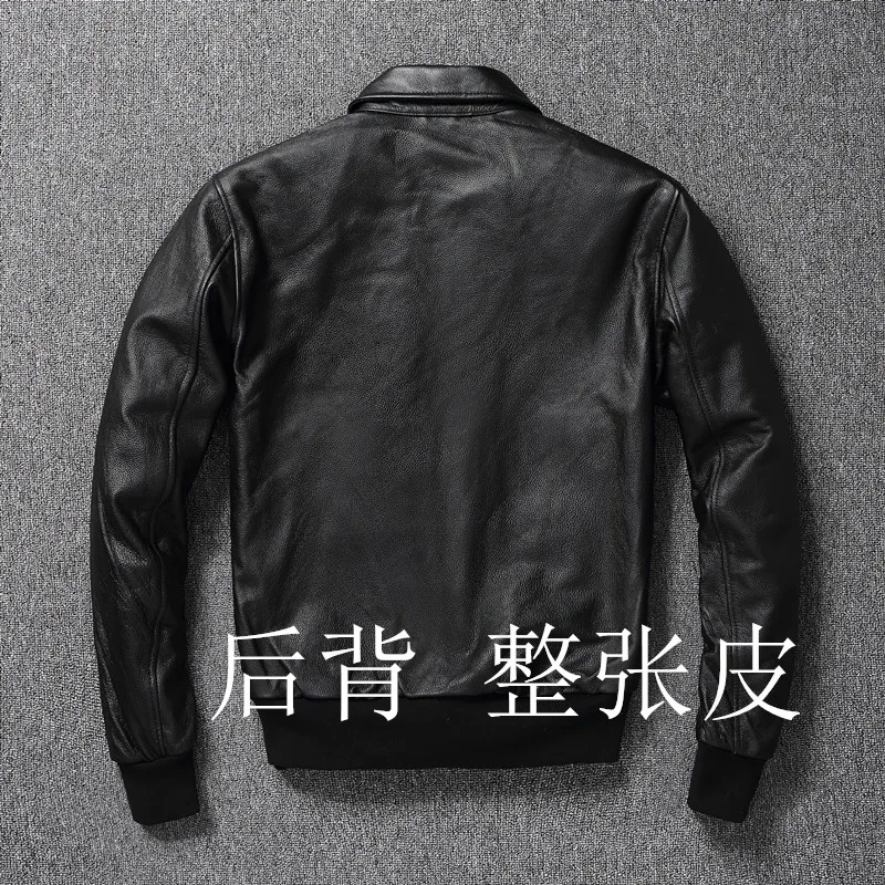 New Man Spring Autumn Fall Cloth Genuine Leather Cowhide Jacket Air Force Pilot Coat Black Plus Oversize for over 100kgs 4XL 5XL