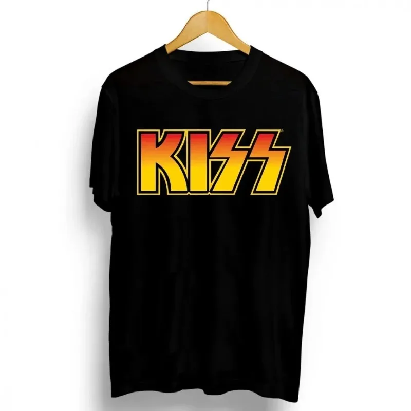 2024 New Fashion Kiss Band Rock Letter Poster Men\'s T-Shirt Graphics Funny Casual Short Sleeve Round Neck Shirt Hip Hop Tees