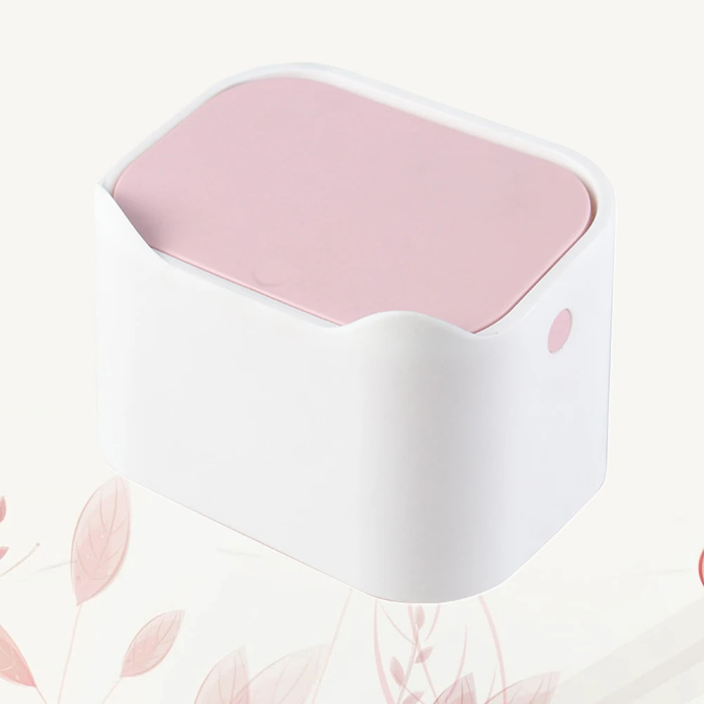 

Mini Desktop Trash Can Flip Lid Plastic Garbage Bin For Car Home Office Use Smell Isolation Tissue Coin Storage Container Pink