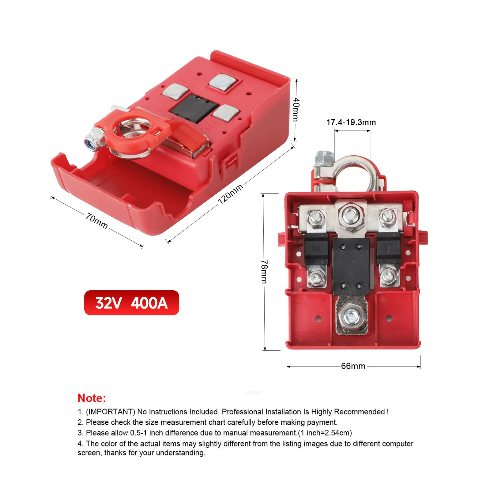 32V 400A Car Quick Release Fused Battery Distribution Terminal Clamp Connectors