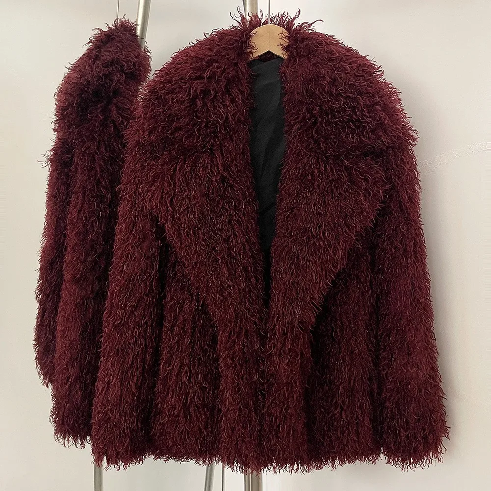 Women's Winter Jacket 2026New Artificial Wool Imitation Beach Sheep Fur Coat Wool Coat Women Imitation Fur Coat Female Outerwear