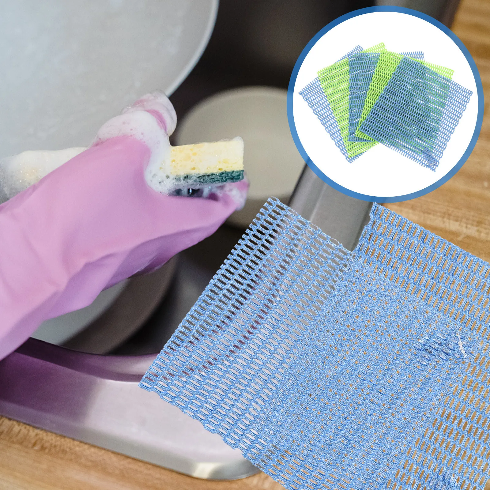 

5pcs Non-Stick Oil Dish Cloth Ultra Scrubber Reusable Absorbent Cleaning Cloth For Home Sink Countertop Garage