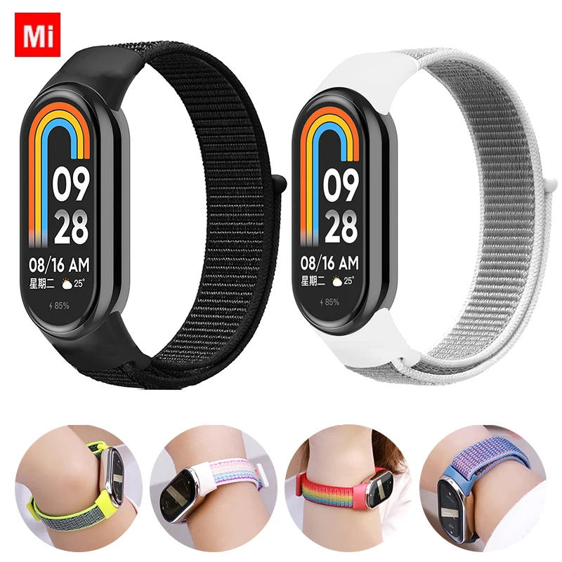 Nylon Loop Strap For Xiaomi Mi Band 8 7 6 5 4 3 Bracelet SmartWatch Wristband Replacement Sport Pulsera Watchband Miband 8 NFC