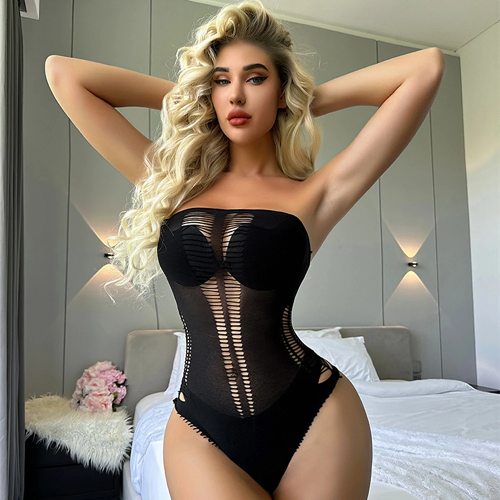 Women's Underwear Sexy Fishnet Tight Lingerie Costumes Erotic Mesh Hollow See Through Bodysuits Ladies Transparent Body Suit