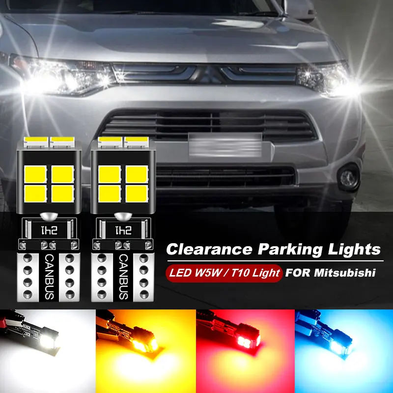 2PCS For Mitsubishi Outlander 1 2 3 2003-2015 2007 2008 2009 2010 2011 2012 2013 LED Parking Light T10 W5W Clearance Lamp CANbus