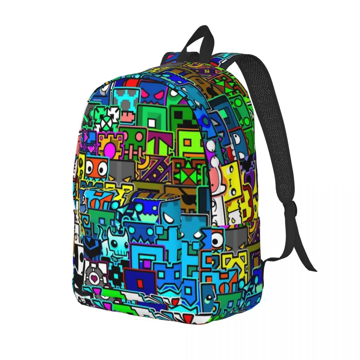 Geometry Cube Gaming Dash Pattern Backpack for Men Women Teenage High School Work Daypack Laptop Shoulder Bag Sports