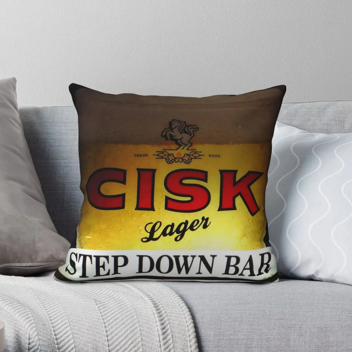 Enjoy A Cisk At Step Down Bar Square Pillowcase Polyester Linen Velvet Creative Zip Decor Sofa Seater Cushion Cover 18