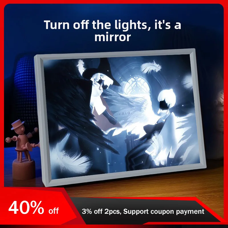 

21cm/8.27in Cartoon 3D Light Painting Creativity LED Anime Lamp Mirror Led Desktop Night Ornaments Party Supplies Birthday Gifts