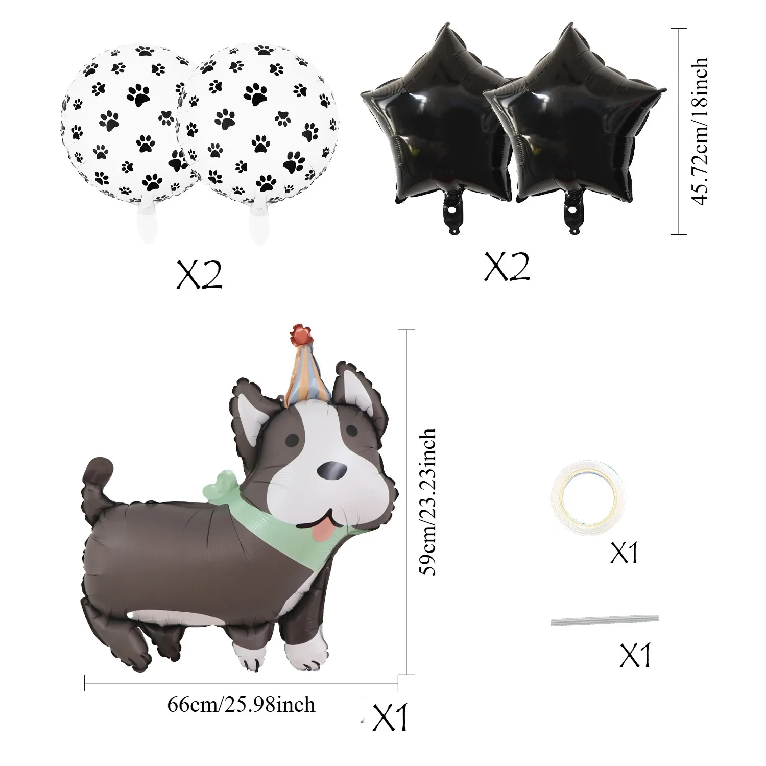 Cartoon-Tier-Haustier-Hunde-Ballon-Set in Welpenform, Partydekorationen für Kindergeburtstage, Haustierfeiern und Spaß zu Hause – Detail 5