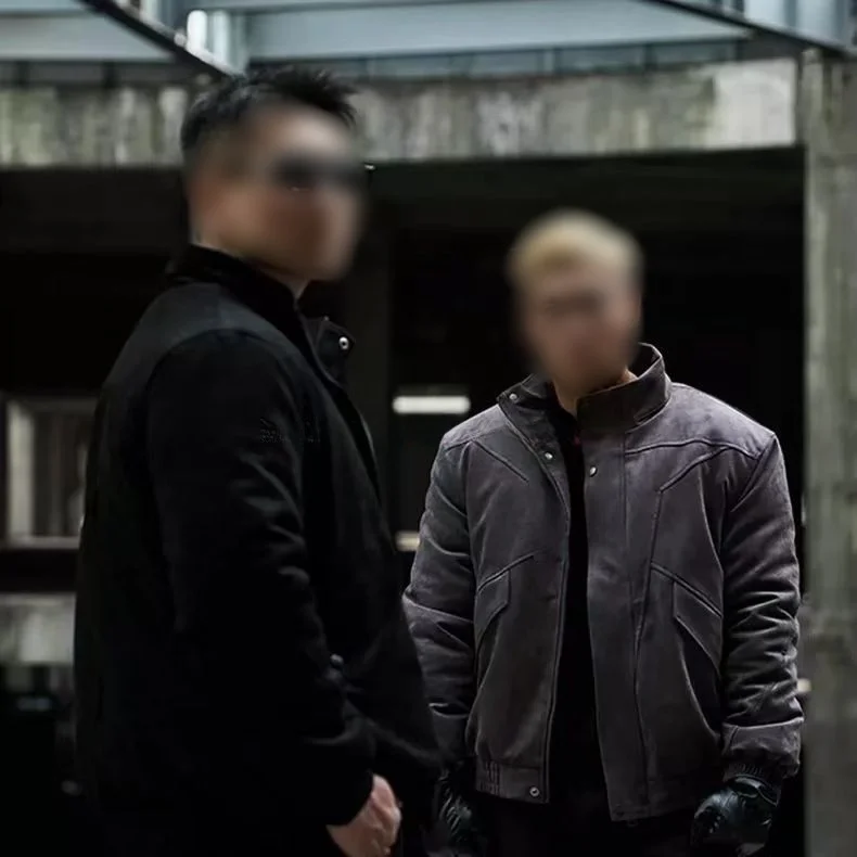 Thiened gamuza ancho hombro americano Sle Jaet invierno a prueba de viento cuello alto año limitación MPA abrigo juvenil con cremallera