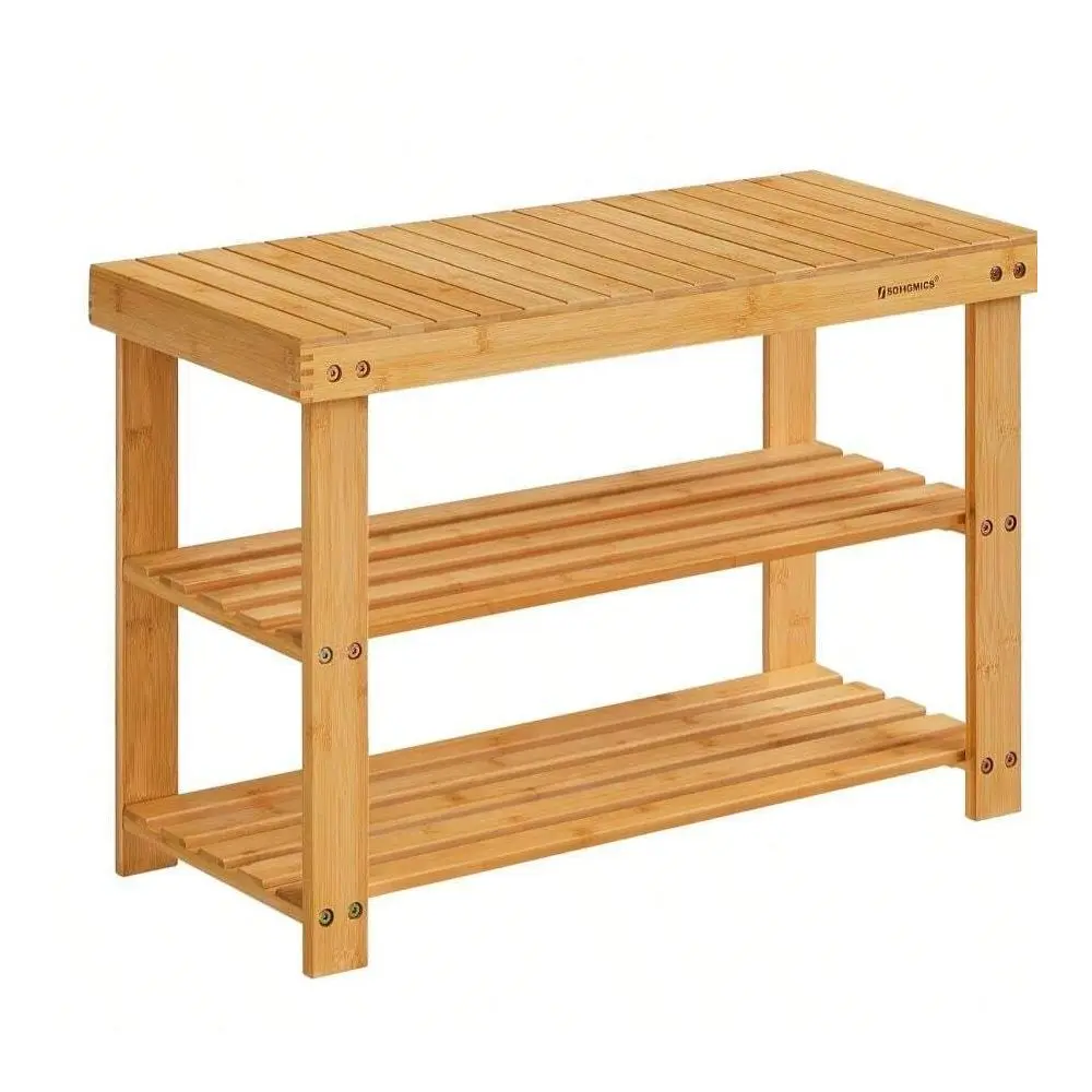 

Shoe Rack Bench, 3Tier Bamboo Shoe Storage Organizer, Entryway Bench, Holds To 286 Lb, 11.3 X 27.6 X 17.8 Inches, For Entryw
