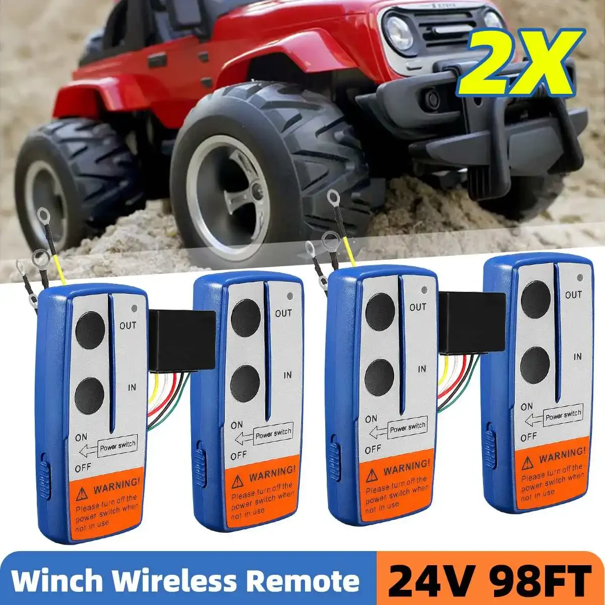 

24V Wireless Winch 4 Remote Control Kit Handset Switch For Car ATV SUV Digital Wireless Winches Remote Control Recovery Kit