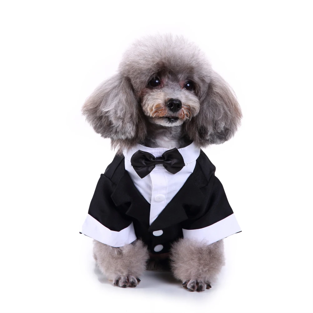 

Dog Formal Suit Costume Black Size Xl Warm Stylish Puppy Clothing For Wedding Halloween Party Pet Bow Tie Suit Dog Clothes