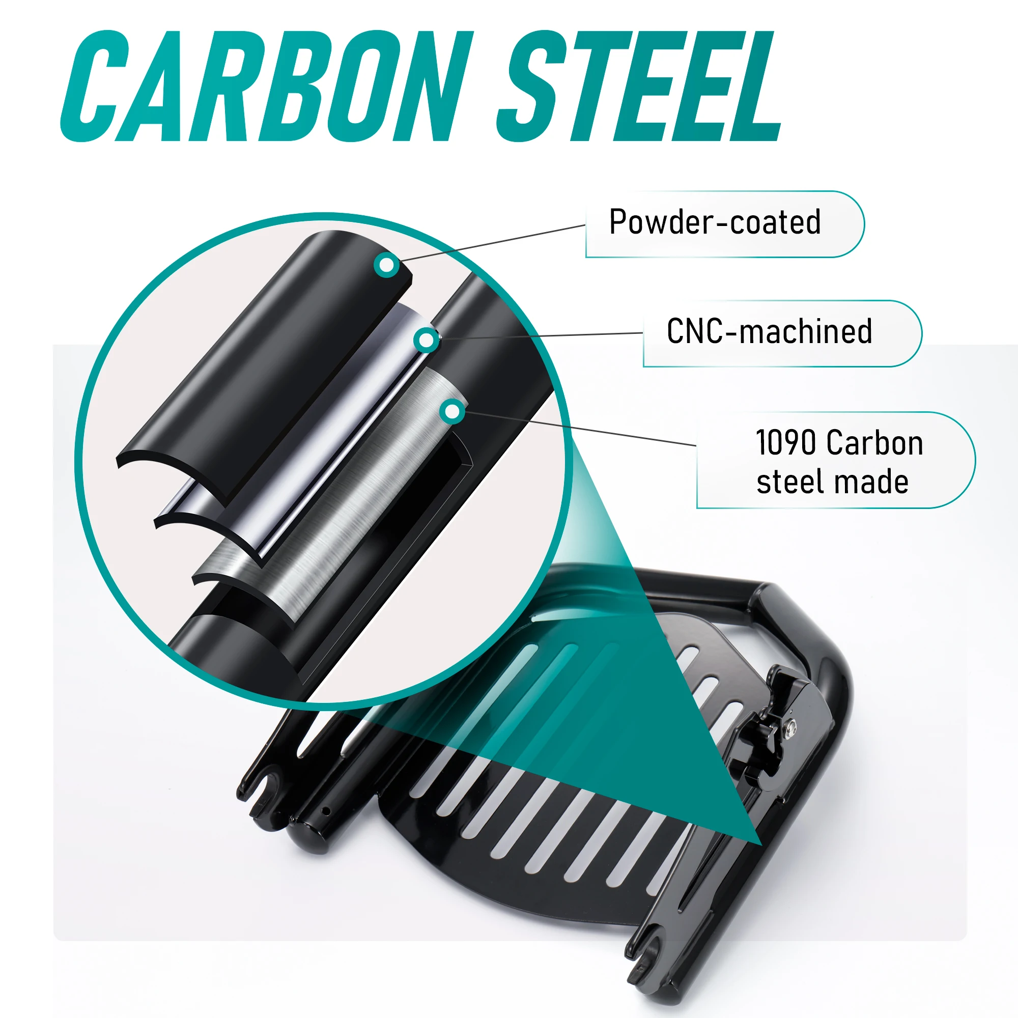 Touring-Gepäckträger, Halterung für hintere Haltegriffe für Harley 2009–Up Road Glide Road King Street Glide Electra Glide, Schwarz/Chrom