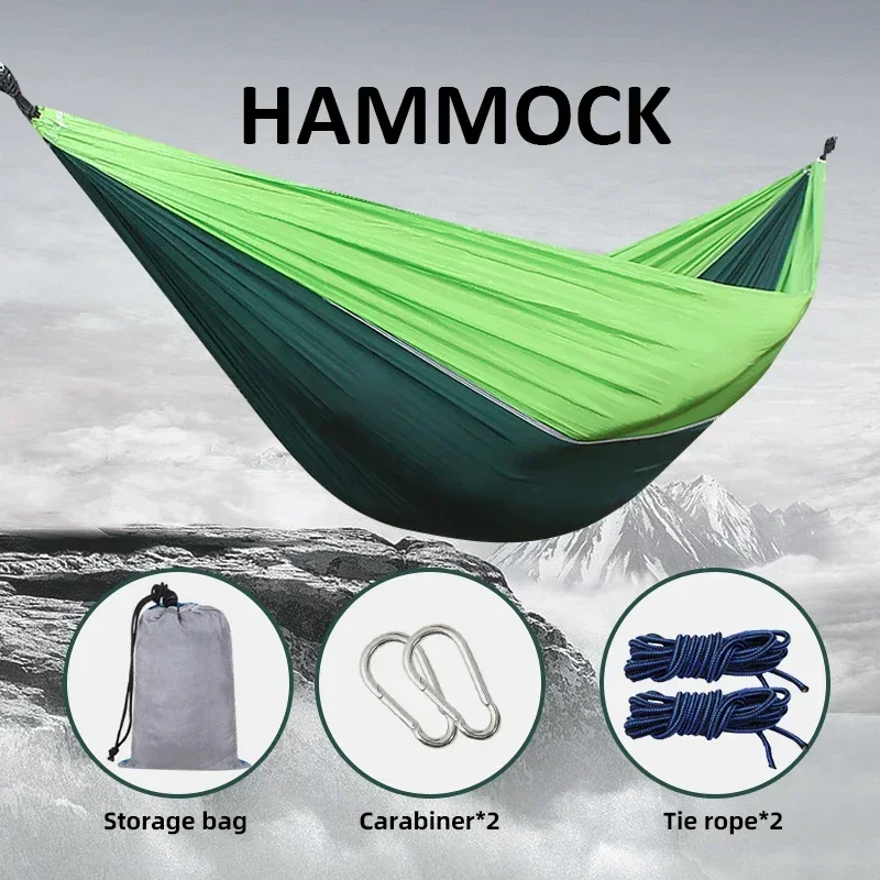 Double Hammock Parachute Light Hammock Outdoor Camping Pole Hammock Double Swing Anti Roll Nylon Rocking Chair 250x140cm