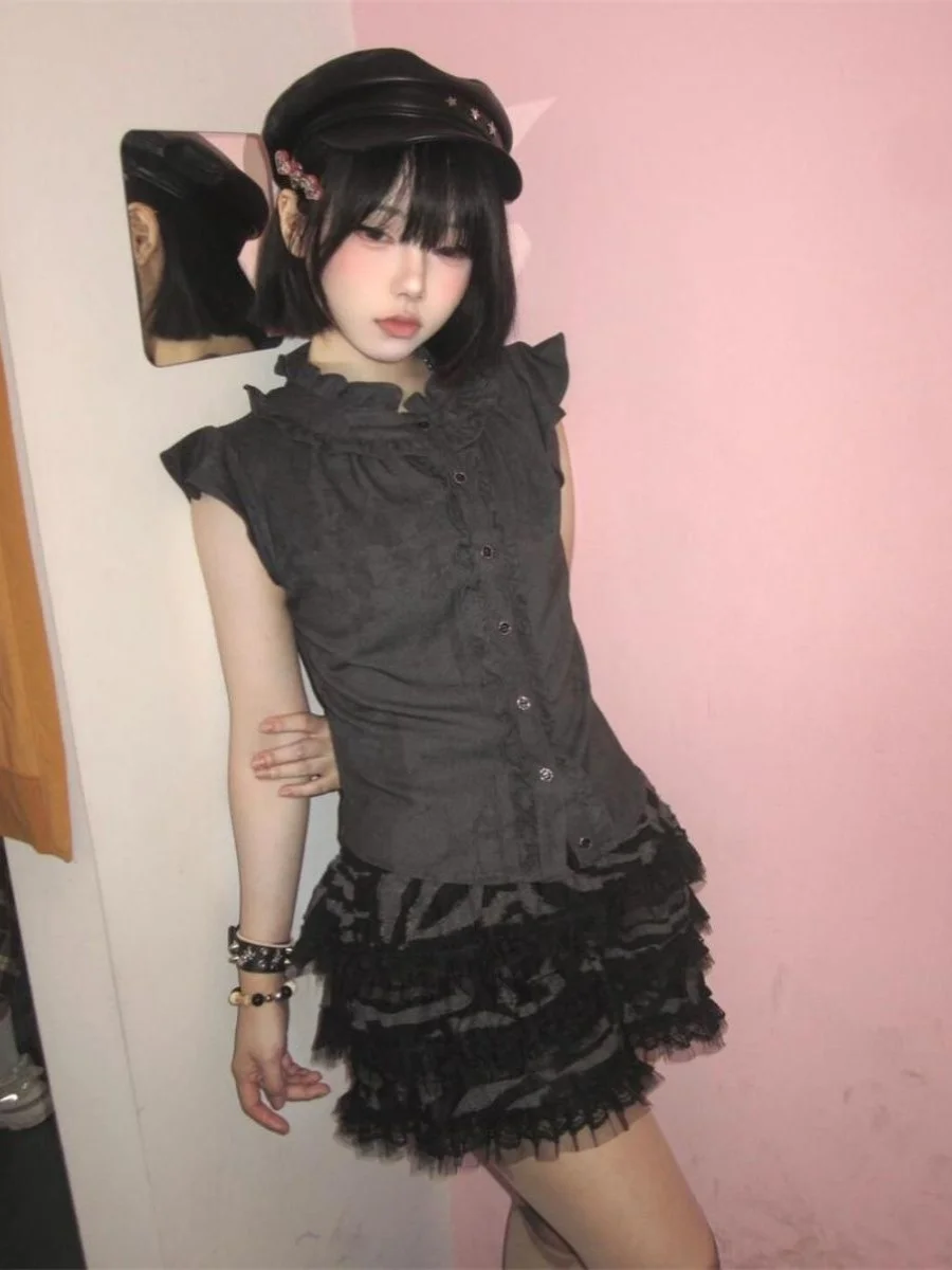 

Slim Fit ort irt Женский жилет с верхом на пуговицах Plaet Splice Sle Корейский модный коврик Дизайн Wood ain Sves