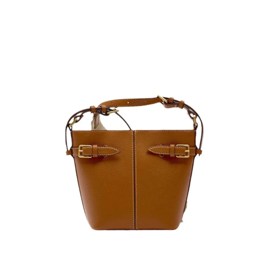 Bolsa balde vintage 2025 para mulheres, bolsa crossbody com detalhe de fivela, bolsa de ombro retrô, bolsa de dia versátil