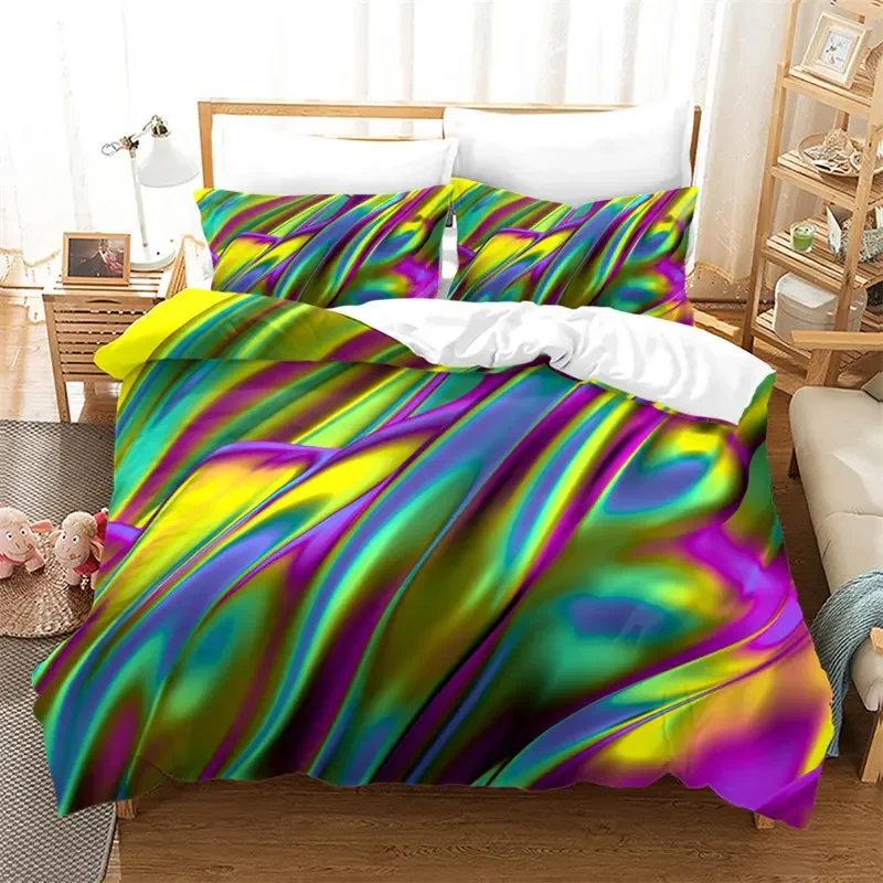 Colorful Geometric Duvet Cover Psychedelic Pattern Bedding Set Abstract Art Comforter Cover Twin For Boys Girls Kids Teen Decor