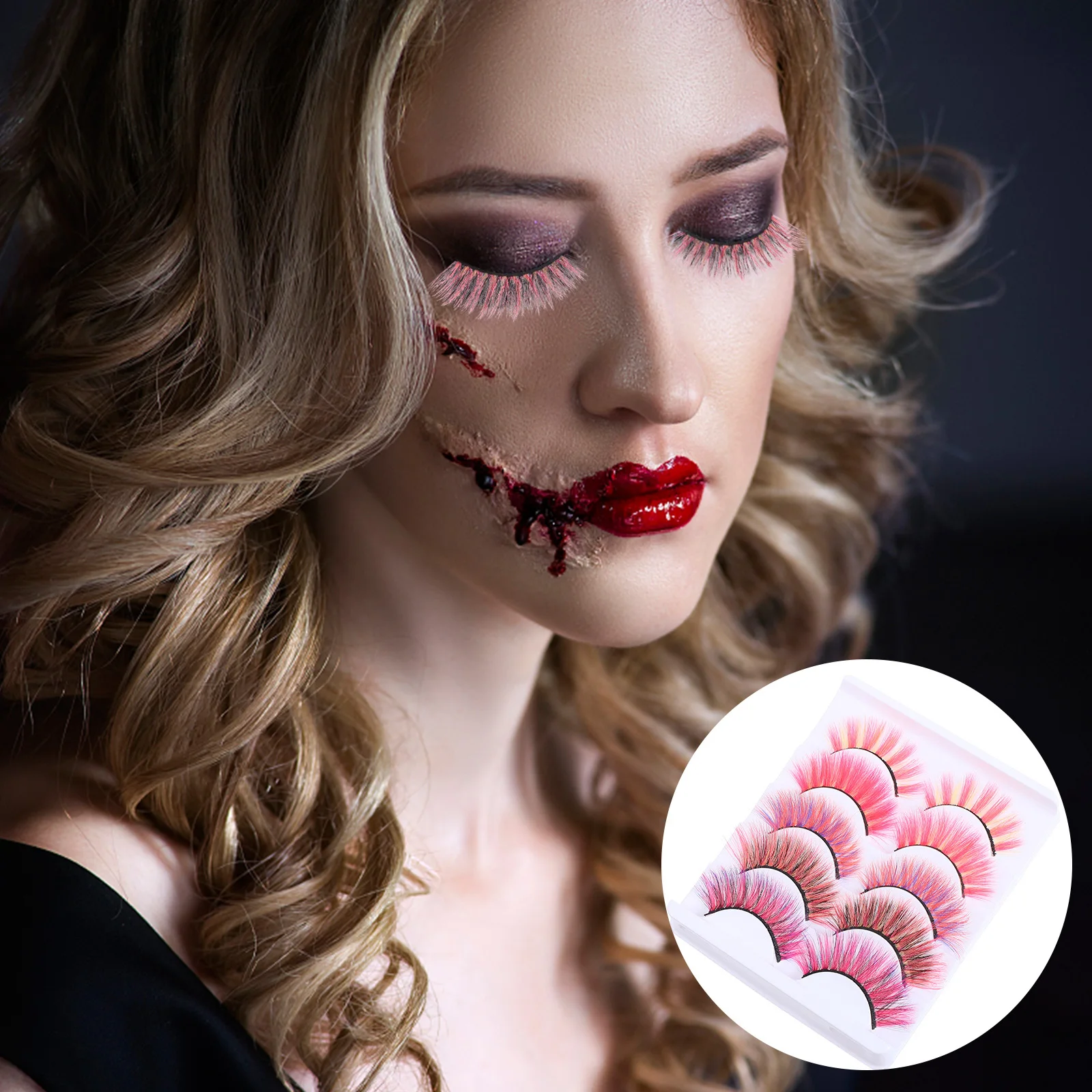 10Pcs Colorful False Eyelashes Dramatic Volume Fake Lashes Comfortable All-Day Wear for Halloween Costume Performance Artificial