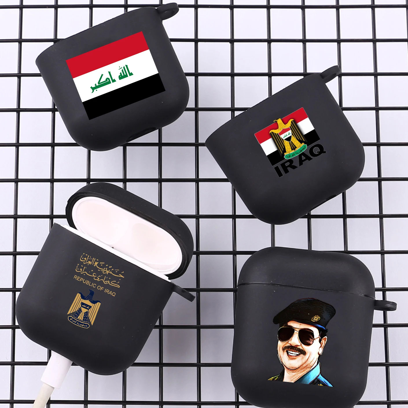 

Saddam Hussein Iraq Flag With Hook for Apple Airpods 2 1 Earphone Cases Accessorie Silicone Case For Airpod Pro 3 Pro2 Cover