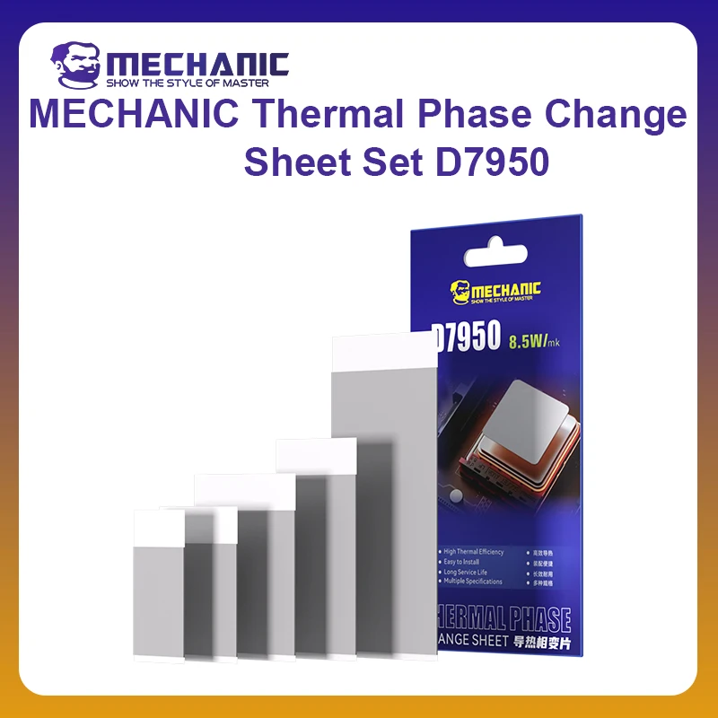 MECHANIC OFFICIAL D7950 Phase Change Thermal Sheet Multiple Sizes Heat Conduction Pad Laptop Desktop CPU GPU IC Chip Cooling