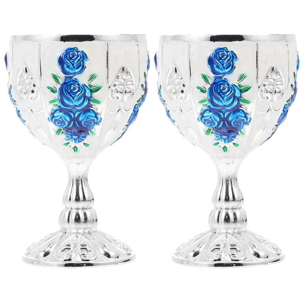 

2pcs Metal Wine Cup Household Retro Alloy Drinking Cup For Coffee Tea Beer Decorative Reusable Small Cups Kitchen