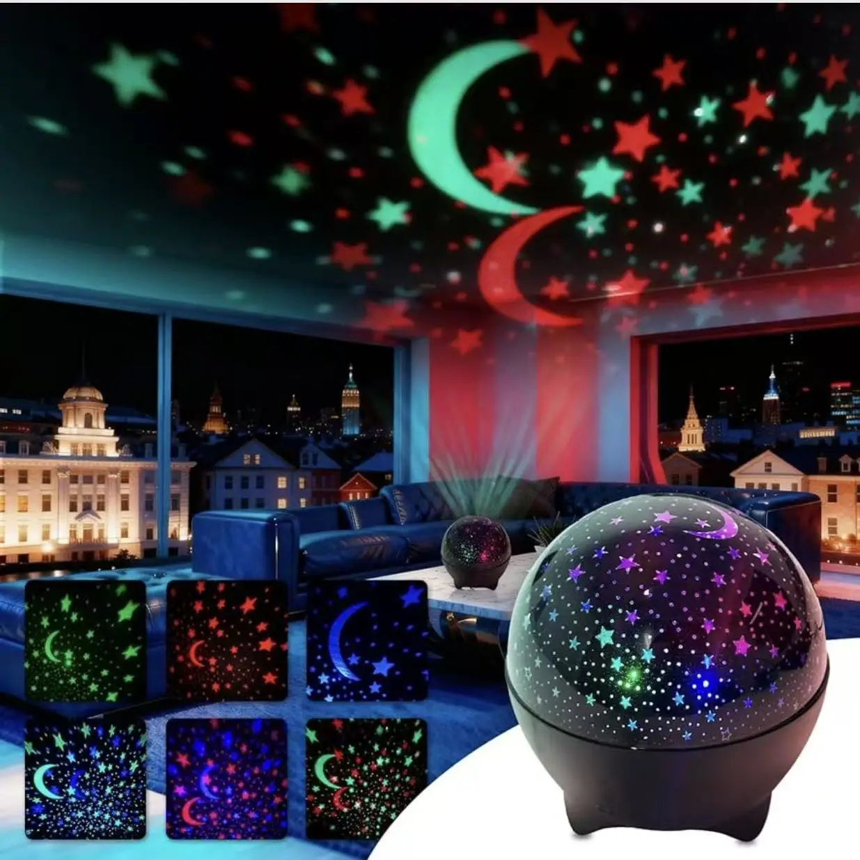 USB Plug Starry Sky Projector Light 7Modes LED Night Light Galaxy Moon Ambient Light for Kids Room Decor Christmas Birthday Gift