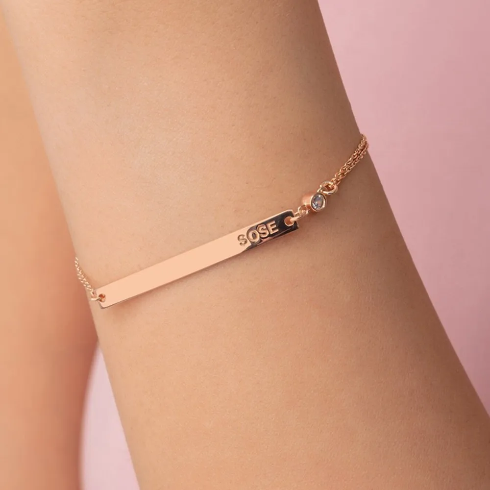 

Браслет из нержавеющей стали с гравировкой на заказ, семейные украшения, персонализированный браслет с именем камня, подарок на день матери, Рождественский подарок