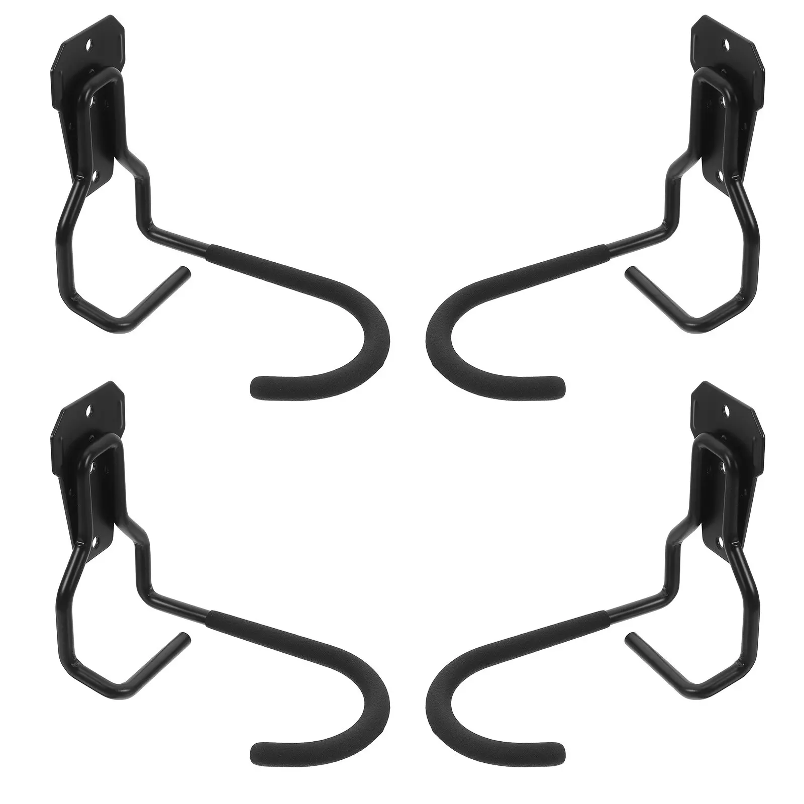 4Pcs Robust Iron Garage Hooks Wall Mounted Bike Hooks for Garage Wall Tool Storage Rack Heavy Duty Space Saving Organizer