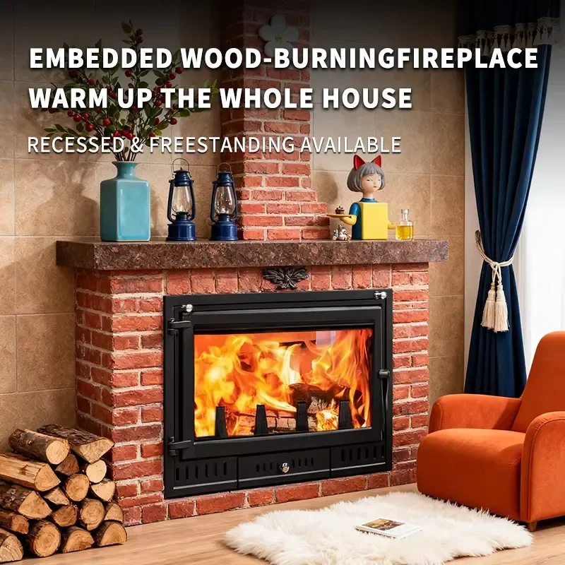 Wood Burning Fireplace Cast Iron Wood Stove Insert Burner Fireplace Wood Stove Indoor Heating for Villa Apartment Living Room