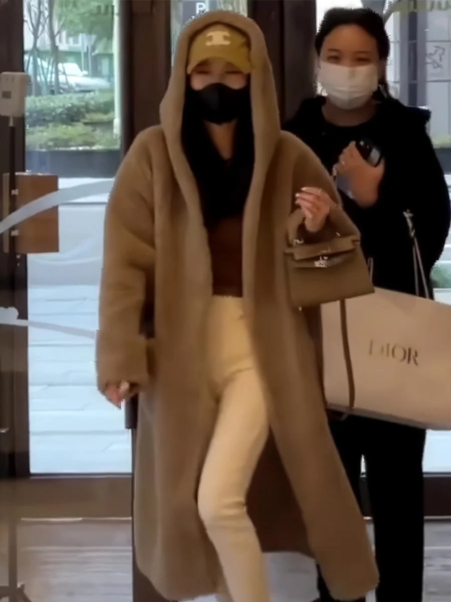 

Korean Sle Women's Thiened Woolen Coat Winter New Lazy Sle Mid-Length Loose Outerwear Winter Outerwear
