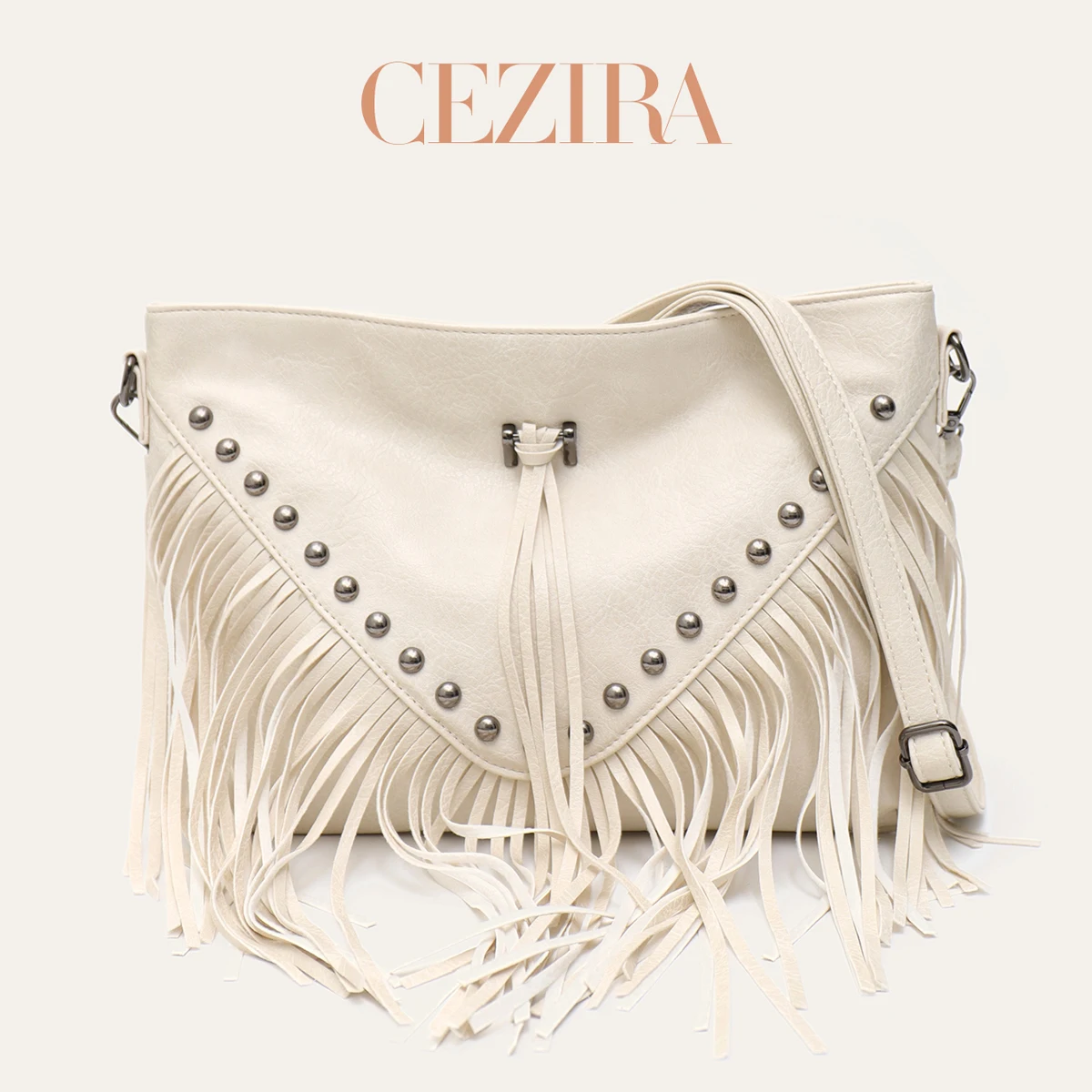 CR Vintage Bohemia Style Soft PU Vegan Leather Tassel Fringe Flap Bag Women Casual Leisure Crossbody Shoulder Purse Daily Bag