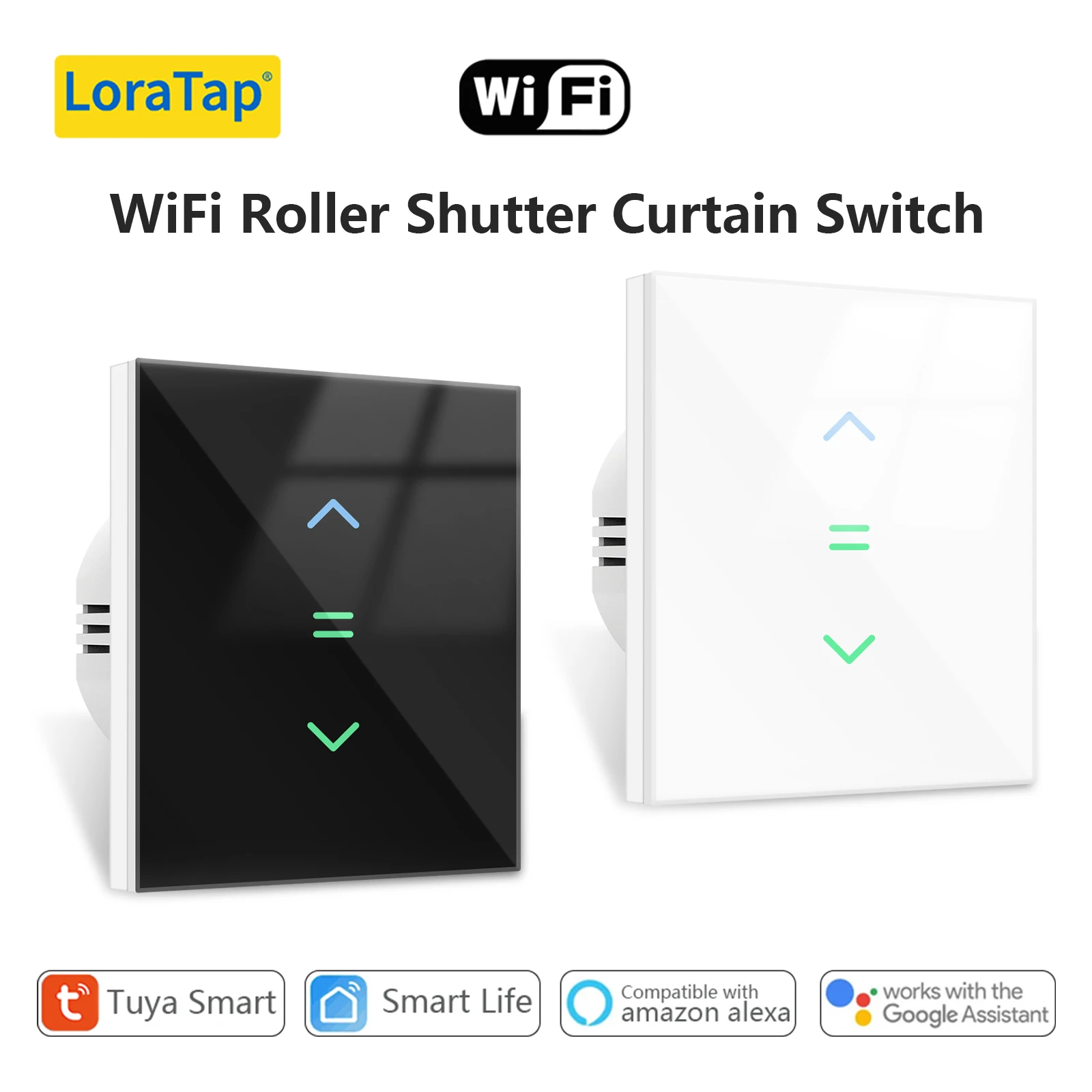 LoraTap Tuya Smart Life Roller Shutter Touch Panel Switch Motor Operating Time Setting Voice Control by Google Home Alexa