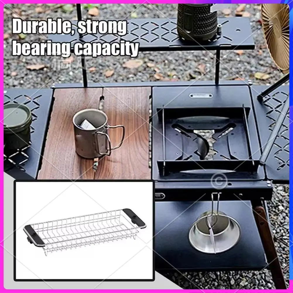 

AUU-Basket Stainless Steel Portable Storage Basket Space Saving Basket For Hiking Camping Backyard Partys Basket For Outdoor