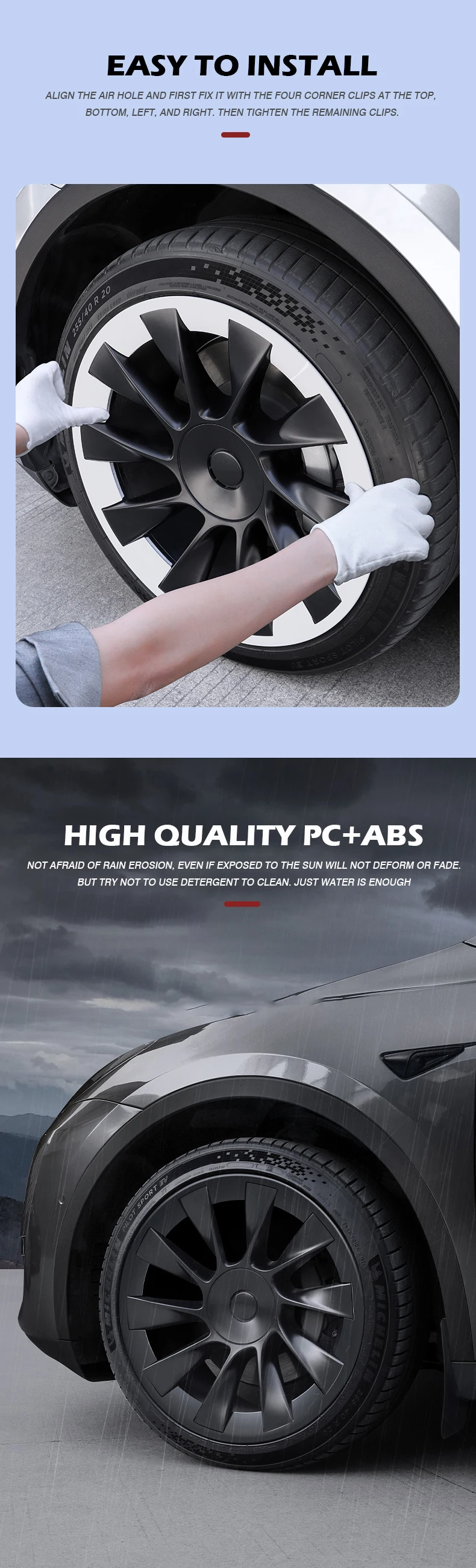 4PCS Für Tesla Modell Y 20 Zoll Radnabe Schutz Ring Leistung Patch Protektoren Ersatz Vollrand Zubehör 2020-2024 – Detail 11