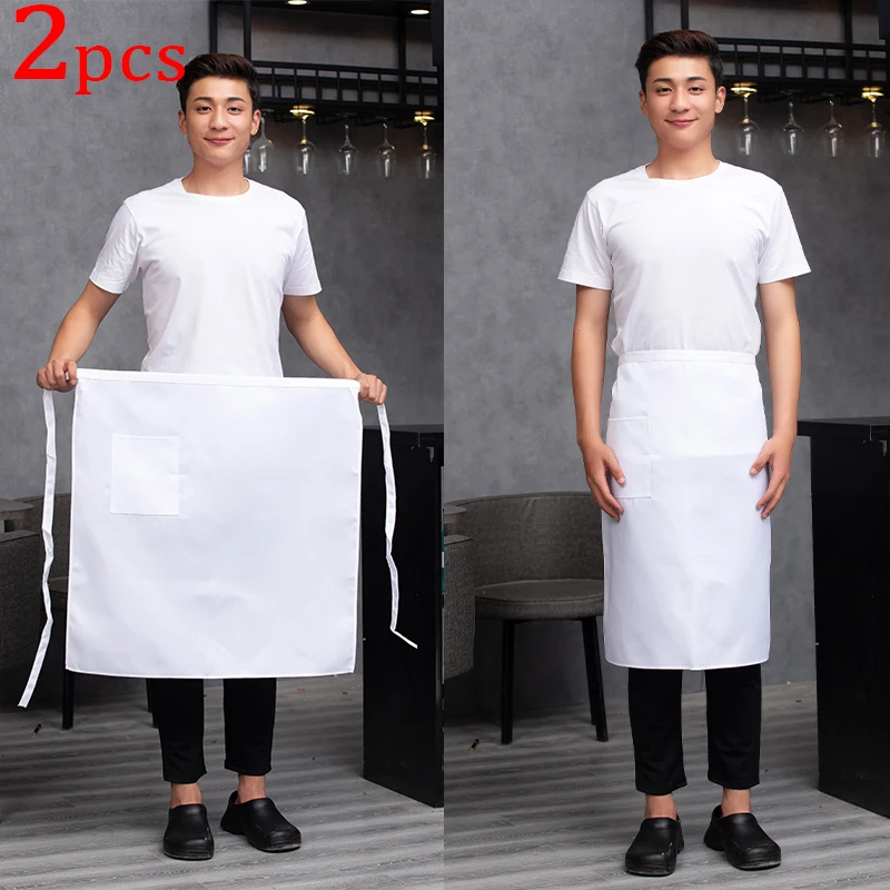 Catering Kitchen Apron for Women/Men With Pockets Work Mandil Cleaning Pinafore Restaurant  Chef Apron Shop Waiter Work Uniform