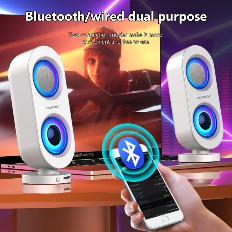

Домашний Bluetooth-комплект колонок для ПК, настольные компьютерные колонки, проводные колонки для ноутбука 3,5 мм, USB-колонки с RGB-подсветкой