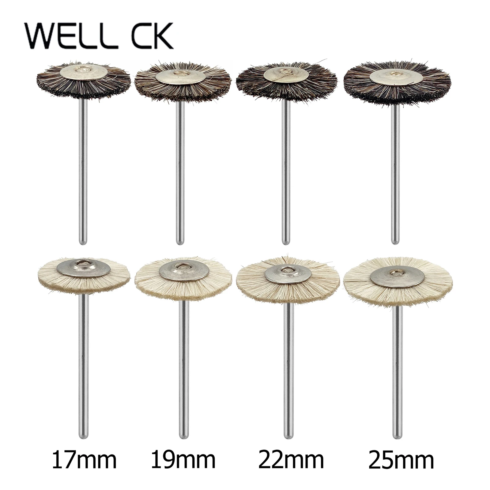 10pcs/Bag Dental Polishing Brush Wheel Dental Laboratory Lab Materials Grey/White Goat Hair Rotary Tools Low Speed HP Shank Buff