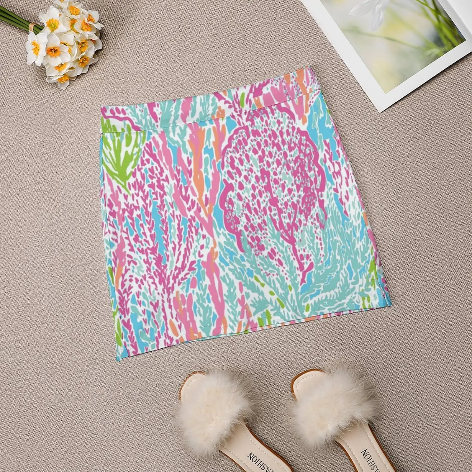 Jupe courte imprimée d'inspiration Lilly pour femmes, jupes élégantes, nouvelle mode, vert, bleu, plage, tendance, été