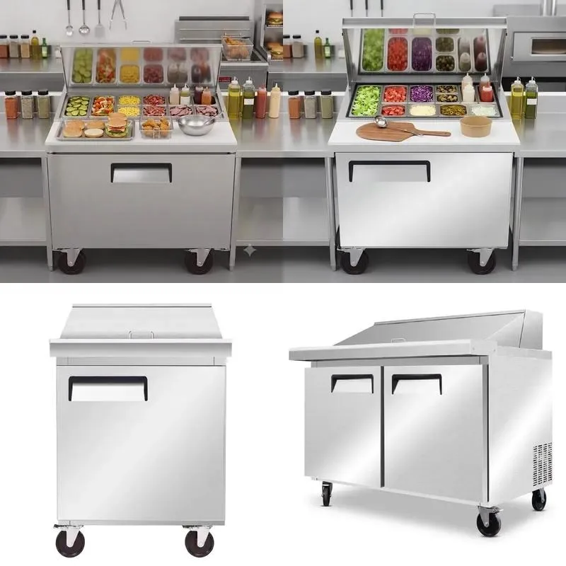 Commercial Refrigerated Sandwich Salad Prep Stainless Steel Workbench Refrigerator with Tray