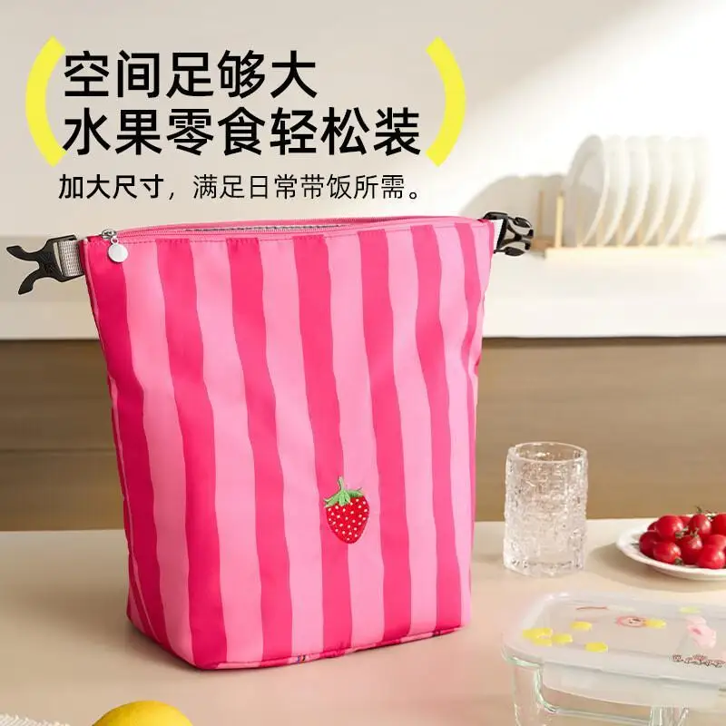 Large Capacity Insulation Bag, Office Lunch Box Insulation Interlayer with Rolled Mouth Design for Long-Term Insulation, Handbag