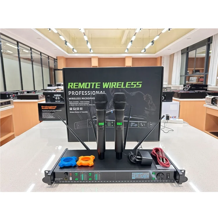 

RIY-0321 True Wireless Microphone 2 Channel Handheld Lavalier Headset Conference Wireless Mic