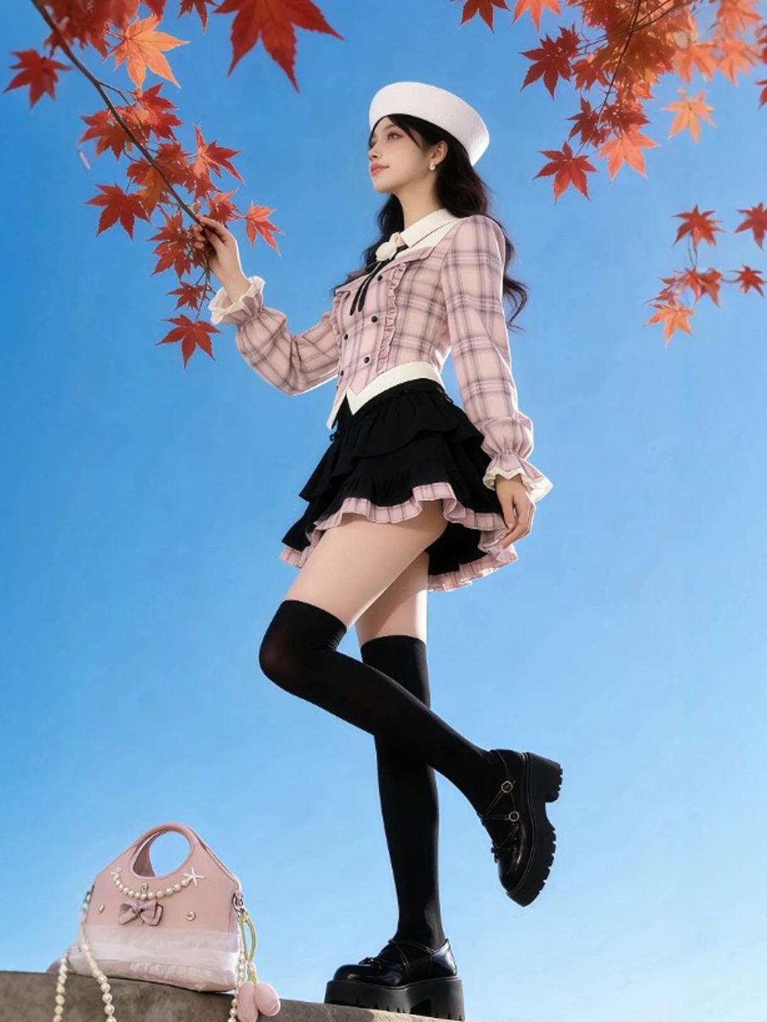 

Комплект College Sle: топ и юбка (эффект двухслойности), антивозрастной, весна 2026, модный, женский, комфортный, теплый