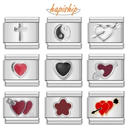 Hapiship Original Daisy Fashion Romantic Red Heart Love Italian Charm Fit 9mm Bracelet Stainless Steel Jewelry Making DJTop9