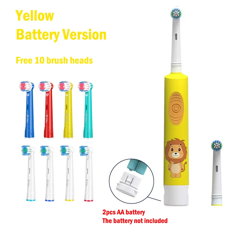 Electric Toothbrush Soft Bristle Colorful Cartoon For Kids Rounded Vibrate Heads Teeth Brush Gum Care Battery Power for Age 3+